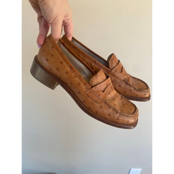 Handmade in Italy Genuine Ostrich Loafers Womens Size 8 Joan & David - Picture 2 of 6